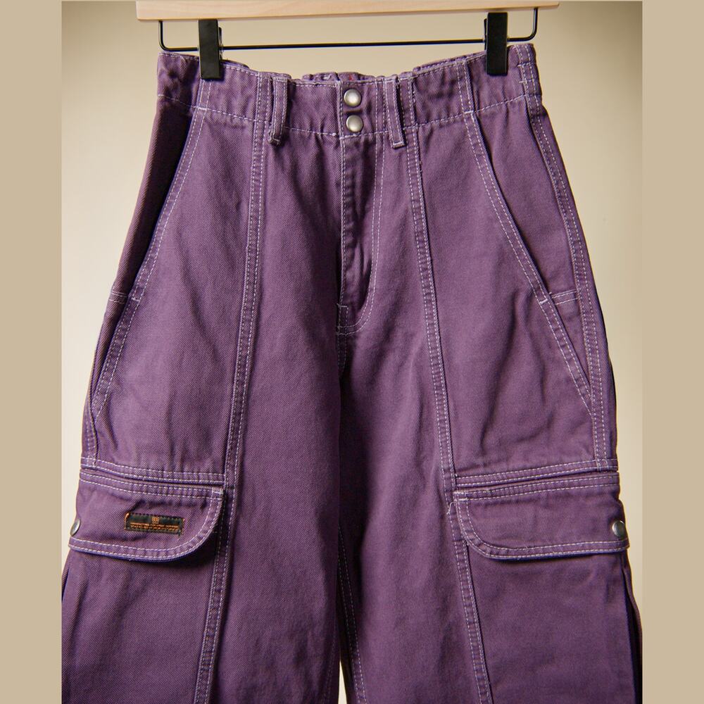 BDG Urban Outfitters Women’s Cargo Pants Size 25 Washed Plum Utility Wide Leg